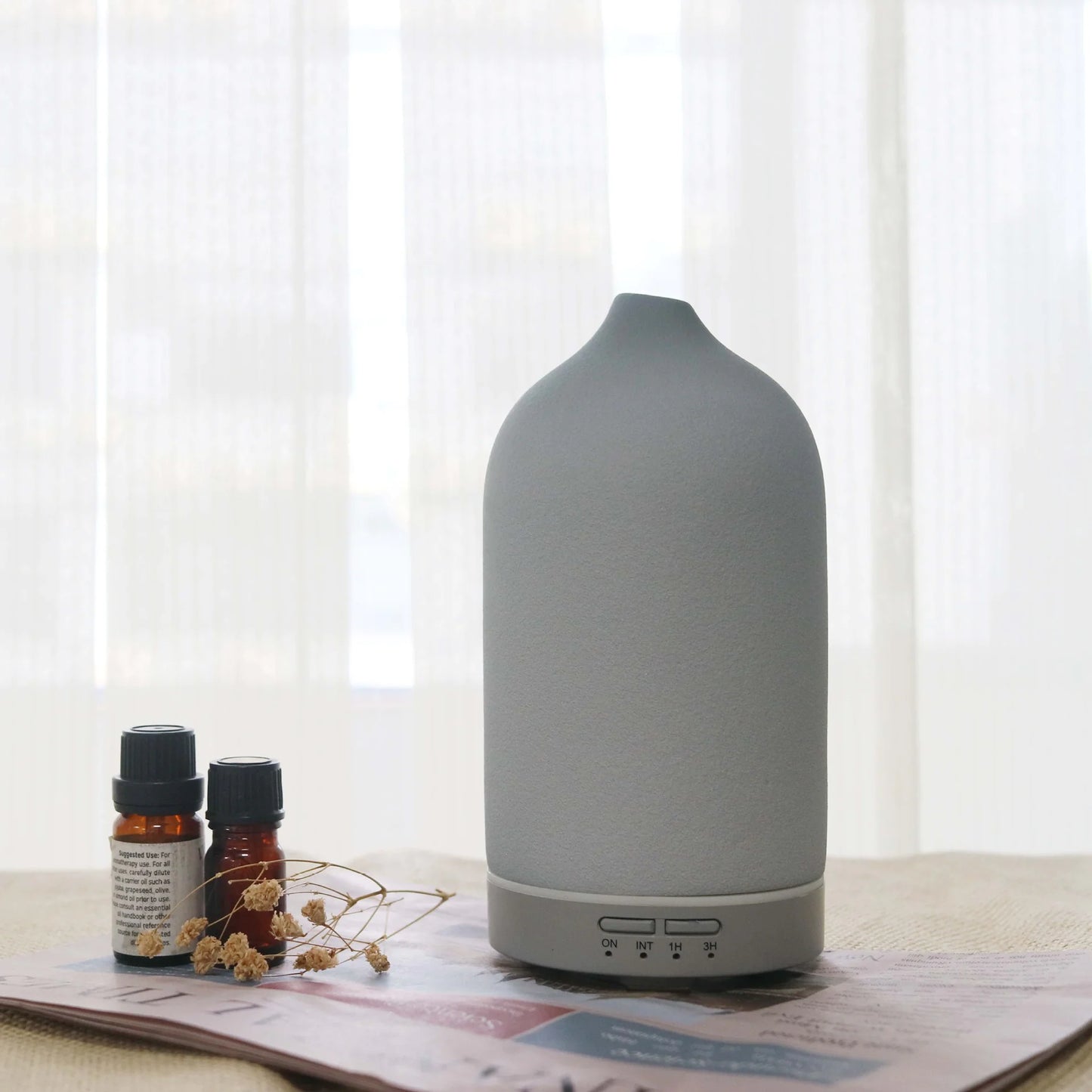 Essential Oil Diffuser – AromaGlow Frosted Ceramic for Home Wellness