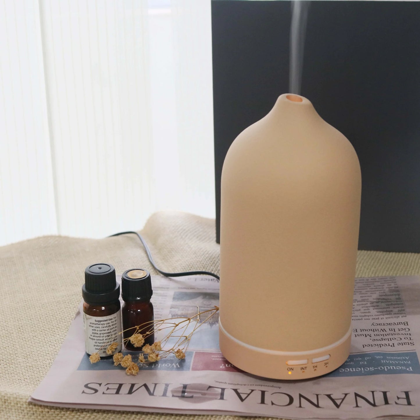 Essential Oil Diffuser – AromaGlow Frosted Ceramic for Home Wellness