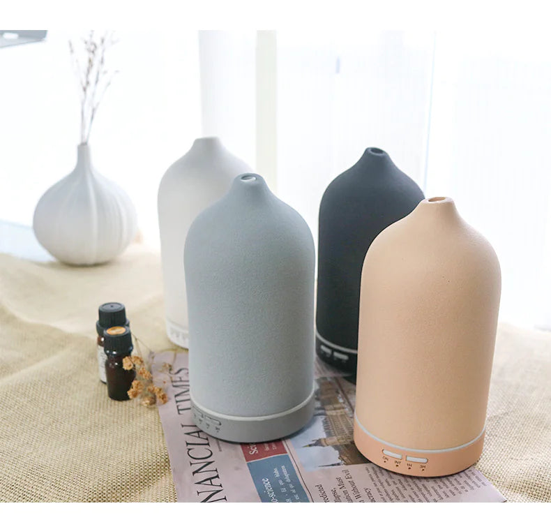 Essential Oil Diffuser – AromaGlow Frosted Ceramic for Home Wellness